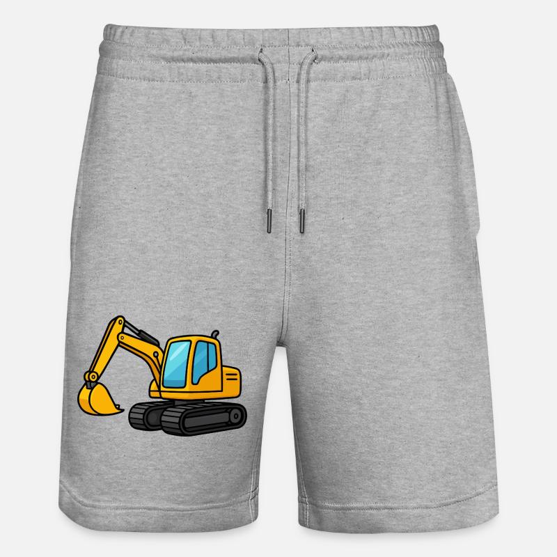 Illustration d'une excavatrice miniature - Short de jogging bio TRAINER Stanley/Stella unisexe - gris chiné