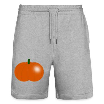 HALLOWEEN. PUMPKIN. HALLOWEEN PUMPKIN - Stanley/Stella Trainer Unisex Organic Jogging Shorts - heather grey - Front - Nik (191cm) & Marisol (170cm)