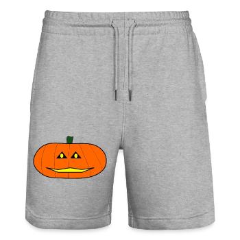HALLOWEEN. PUMPKIN. HALLOWEEN PUMPKIN - Stanley/Stella Trainer Unisex Organic Jogging Shorts - heather grey - Front - Nik (191cm) & Marisol (170cm)