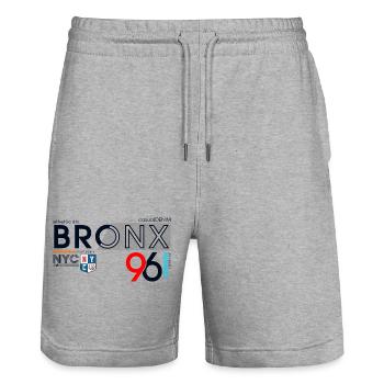 Design streetwear urbain du Bronx - Short de jogging bio TRAINER Stanley/Stella unisexe - gris chiné - Devant - Nik (191cm) & Marisol (170cm)