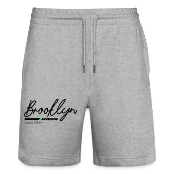 Minimalist Mountain Landscape Design - Stanley/Stella Trainer Unisex Organic Jogging Shorts - heather grey - Front - Nik (191cm) & Marisol (170cm)