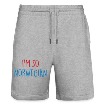 I'm so Norwegian Norway Norway - Stanley/Stella Trainer Unisex Organic Jogging Shorts - heather grey - Front - Nik (191cm) & Marisol (170cm)