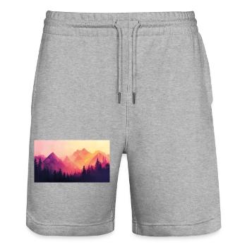 montagnes forestières - Short de jogging bio TRAINER Stanley/Stella unisexe - gris chiné - Devant - Nik (191cm) & Marisol (170cm)