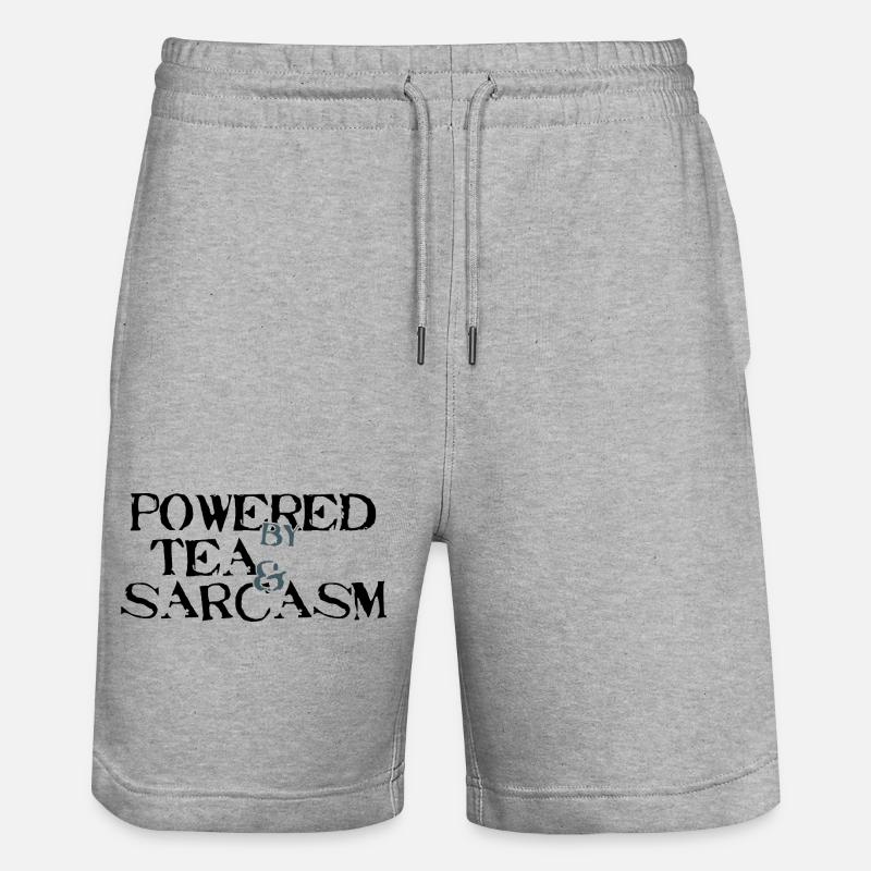 Powered by Tea & Sarcasm - Stanley/Stella Unisex Bio Joggingshorts Trainer  - Grau meliert