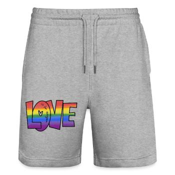 Rainbow Love Lettering L’amour est pour tout le monde - Short de jogging bio TRAINER Stanley/Stella unisexe - gris chiné - Devant - Nik (191cm) & Marisol (170cm)