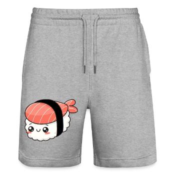 Kawaii Sushi - Short de jogging bio TRAINER Stanley/Stella unisexe - gris chiné - Devant - Nik (191cm) & Marisol (170cm)
