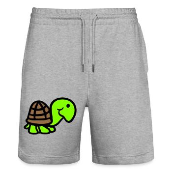 turtle cute smiling happy funny - Stanley/Stella Trainer Unisex Organic Jogging Shorts - heather grey - Front - Nik (191cm) & Marisol (170cm)