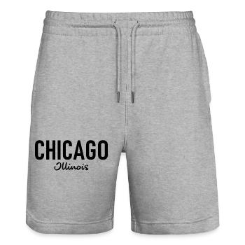 Chicago - Illionois - USA - Amerika - America - Stanley/Stella Unisex Bio Joggingshorts Trainer  - Grau meliert - Vorne - Nik (191cm) & Marisol (170cm)