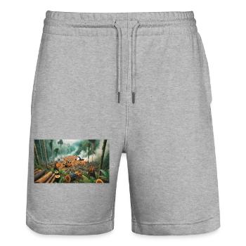 Stop Extinction : Conception de la protection des forêts - Short de jogging bio TRAINER Stanley/Stella unisexe - gris chiné - Devant - Nik (191cm) & Marisol (170cm)