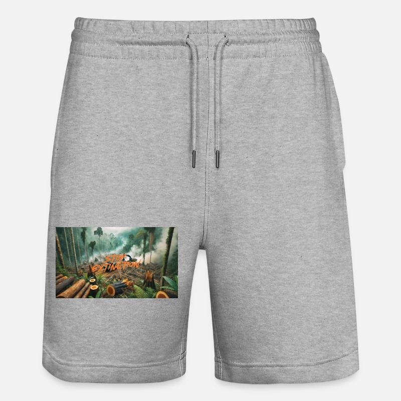 Stop Extinction: Forest Protection Design - Stanley/Stella Trainer Unisex Organic Jogging Shorts - heather grey