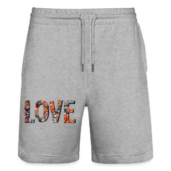 Kreatives Graffiti LOVE Design - Stanley/Stella Unisex Bio Joggingshorts Trainer  - Grau meliert - Vorne - Nik (191cm) & Marisol (170cm)