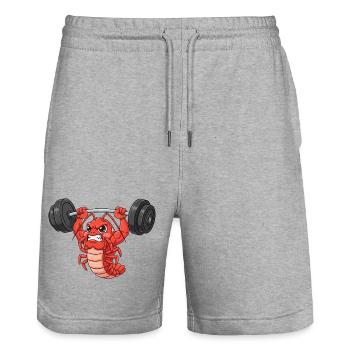 Lobster Workout Dumbbell Weightlifting Fitness Cartoon - Stanley/Stella Trainer Unisex Organic Jogging Shorts - heather grey - Front - Nik (191cm) & Marisol (170cm)