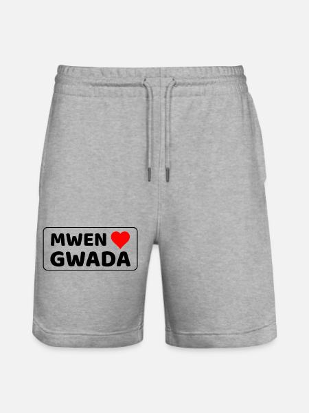 Mwen enmé gwada - I love Guadeloupe - Stanley/Stella Trainer Unisex Organic Jogging Shorts - heather grey