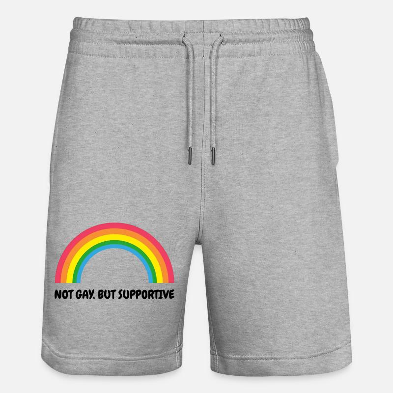 Pas gay mais solidaire – Retro Rainbow - Short de jogging bio TRAINER Stanley/Stella unisexe - gris chiné