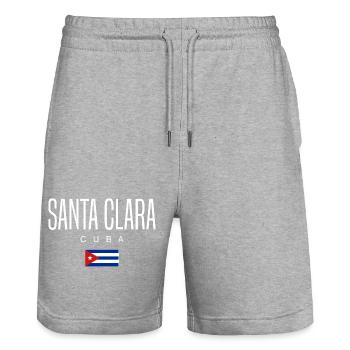 Santa Clara Cuba Cubans - Stanley/Stella Trainer Unisex Organic Jogging Shorts - heather grey - Front - Nik (191cm) & Marisol (170cm)