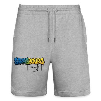 Graffiti-Style Strasbourg Schriftzug - Stanley/Stella Unisex Bio Joggingshorts Trainer  - Grau meliert - Vorne - Nik (191cm) & Marisol (170cm)