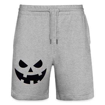 Eerie Jack-O'-Lantern Portrait - Stanley/Stella Trainer Unisex Organic Jogging Shorts - heather grey - Front - Nik (191cm) & Marisol (170cm)