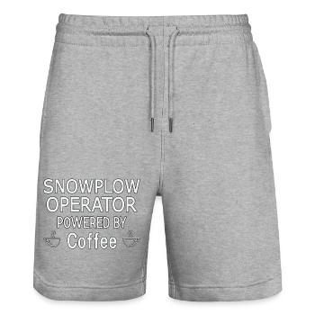 Snowplow Operator Powered Coffee Schneepflugfahrer - Stanley/Stella Unisex Bio Joggingshorts Trainer  - Grau meliert - Vorne - Nik (191cm) & Marisol (170cm)
