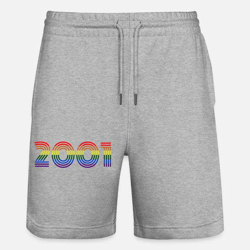 Retro Regenbogen 2001 Design - Stanley/Stella Unisex Bio Joggingshorts Trainer  - Grau meliert