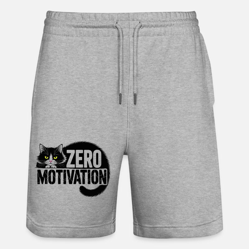 Null Motivation Katze - Stanley/Stella Unisex Bio Joggingshorts Trainer  - Grau meliert