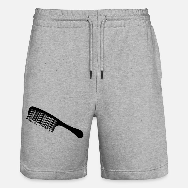 Illustration comb with barcode - Stanley/Stella Trainer Unisex Organic Jogging Shorts - heather grey