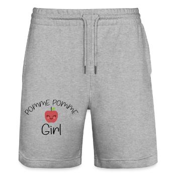 Apple Apple girl Humor Funny phrase - Stanley/Stella Trainer Unisex Organic Jogging Shorts - heather grey - Front - Nik (191cm) & Marisol (170cm)