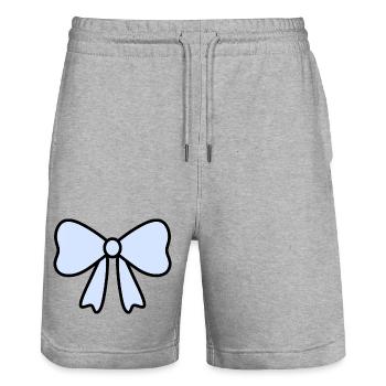 Zartes hellblaues Schleifendesign - Stanley/Stella Unisex Bio Joggingshorts Trainer  - Grau meliert - Vorne - Nik (191cm) & Marisol (170cm)