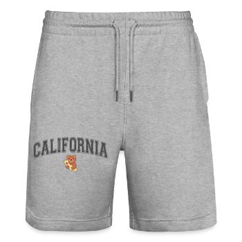 California and Cute Bear - Stanley/Stella Trainer Unisex Organic Jogging Shorts - heather grey - Front - Nik (191cm) & Marisol (170cm)
