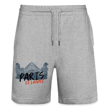 Design Inspiration Louvre Pyramid Paris - Stanley/Stella Trainer Unisex Organic Jogging Shorts - heather grey - Front - Nik (191cm) & Marisol (170cm)