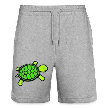 tortue mignonne souriante heureuse drôle - Short de jogging bio TRAINER Stanley/Stella unisexe - gris chiné - Devant - Nik (191cm) & Marisol (170cm)