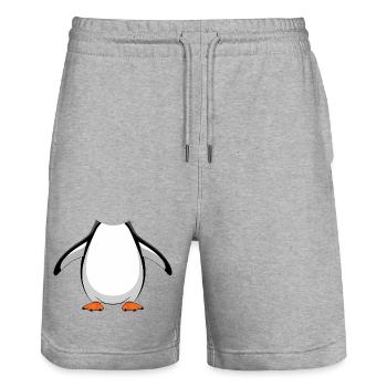 Costume de pingouin : bas du corps, ventre, jambes, pieds - Short de jogging bio TRAINER Stanley/Stella unisexe - gris chiné - Devant - Nik (191cm) & Marisol (170cm)