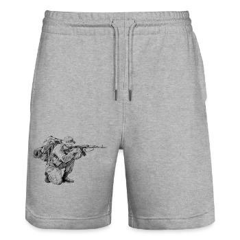 Soldier - Stanley/Stella Trainer Unisex Organic Jogging Shorts - heather grey - Front - Nik (191cm) & Marisol (170cm)
