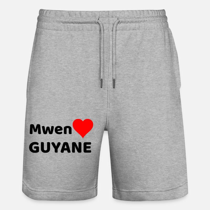 Mwen enmé Guyane - J'aime la Guyane - Short de jogging bio TRAINER Stanley/Stella unisexe - gris chiné