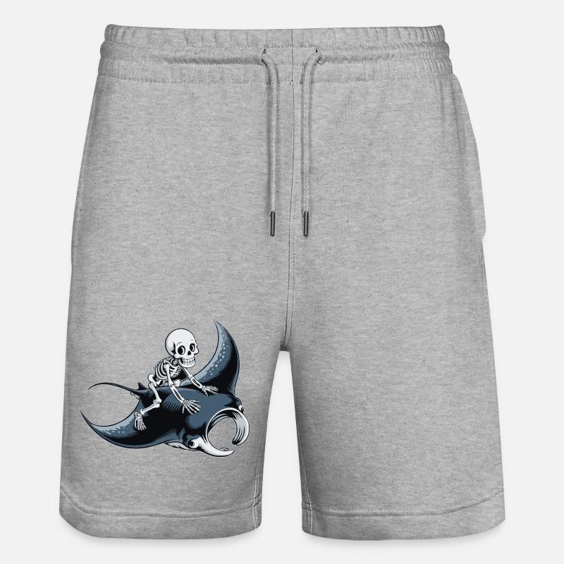 Squelette sur raie manta - Short de jogging bio TRAINER Stanley/Stella unisexe - gris chiné