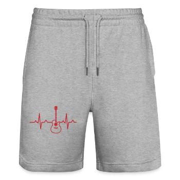 Conception musicale de battements de cœur - Short de jogging bio TRAINER Stanley/Stella unisexe - gris chiné - Devant - Nik (191cm) & Marisol (170cm)