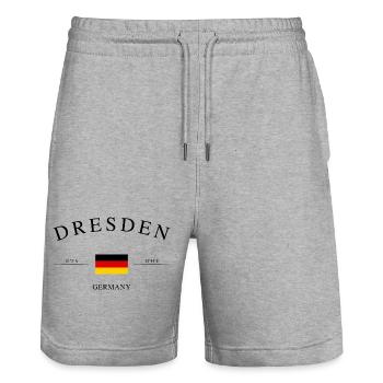 Dresden Germany – Holiday Souvenir & Gift - Stanley/Stella Trainer Unisex Organic Jogging Shorts - heather grey - Front - Nik (191cm) & Marisol (170cm)