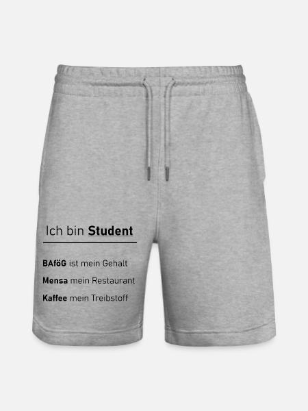 Unispruch "Ich bin Student" Geschenk, Studenten - Stanley/Stella Unisex Bio Joggingshorts Trainer - Grau meliert