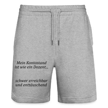 L’université dit « comme un professeur » cadeau, étudiants - Short de jogging bio TRAINER Stanley/Stella unisexe - gris chiné - Devant - Nik (191cm) & Marisol (170cm)