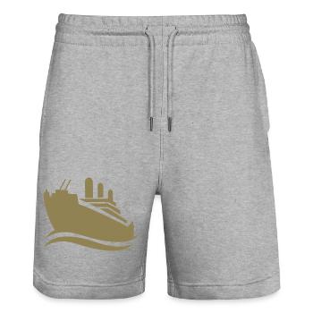 Cruise Ship Silhouette Minimalist Sea - Stanley/Stella Trainer Unisex Organic Jogging Shorts - heather grey - Front - Nik (191cm) & Marisol (170cm)