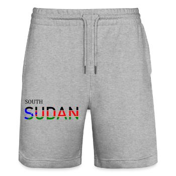 Abstraktes Design mit bunten geometrischen Mustern - Stanley/Stella Unisex Bio Joggingshorts Trainer  - Grau meliert - Vorne - Nik (191cm) & Marisol (170cm)