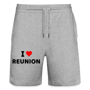 Ich liebe La Réunion - Stanley/Stella Unisex Bio Joggingshorts Trainer  - Grau meliert - Vorne - Nik (191cm) & Marisol (170cm)