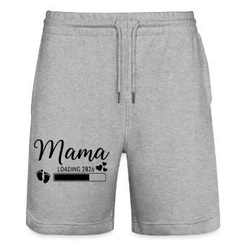 Mama Loading 2026 - Stanley/Stella Unisex Bio Joggingshorts Trainer  - Grau meliert - Vorne - Nik (191cm) & Marisol (170cm)