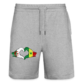 Algeria Senegal Flag Hands Heart Shape Used - Stanley/Stella Trainer Unisex Organic Jogging Shorts - heather grey - Front - Nik (191cm) & Marisol (170cm)