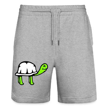 Turtle long neck smiling happy funny - Stanley/Stella Trainer Unisex Organic Jogging Shorts - heather grey - Front - Nik (191cm) & Marisol (170cm)