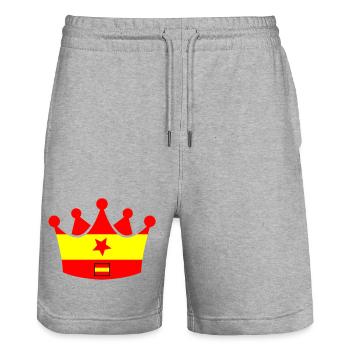 Spanien Krone - Stanley/Stella Unisex Bio Joggingshorts Trainer  - Grau meliert - Vorne - Nik (191cm) & Marisol (170cm)