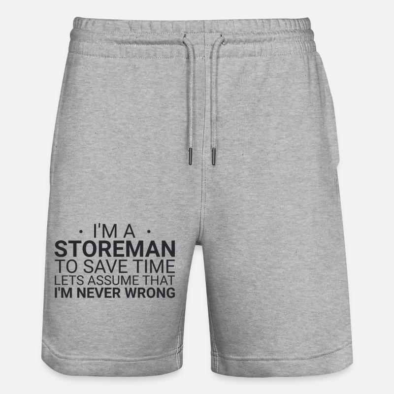 Storeman Never Wrong - Stanley/Stella Unisex Bio Joggingshorts Trainer  - Grau meliert
