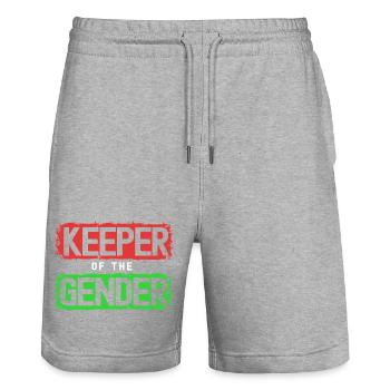 Pregnancy Birth Gingerbread Christmas - Stanley/Stella Trainer Unisex Organic Jogging Shorts - heather grey - Front - Nik (191cm) & Marisol (170cm)