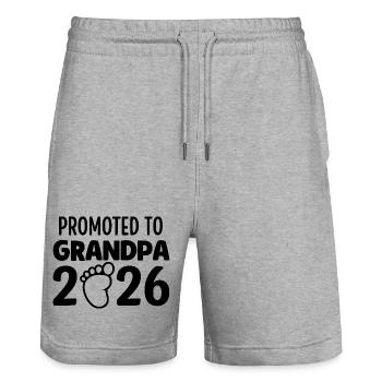 Promu au rang de grand-père 2026 - Short de jogging bio TRAINER Stanley/Stella unisexe - gris chiné - Devant - Nik (191cm) & Marisol (170cm)