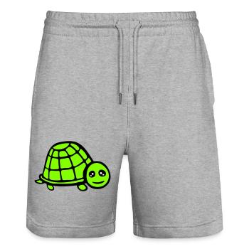 tortue mignonne souriante heureuse drôle - Short de jogging bio TRAINER Stanley/Stella unisexe - gris chiné - Devant - Nik (191cm) & Marisol (170cm)