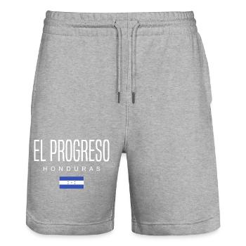 El Progreso Honduras Hondurans - Stanley/Stella Trainer Unisex Organic Jogging Shorts - heather grey - Front - Nik (191cm) & Marisol (170cm)